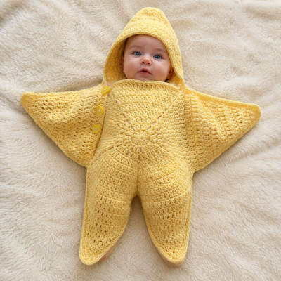 Sunny Star – Handmade Crochet Star Baby Sleep Sack