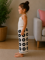 Black Floral Mosaic – Handmade Crochet Kids’ Pants