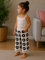 Black Floral Mosaic – Handmade Crochet Kids’ Pants