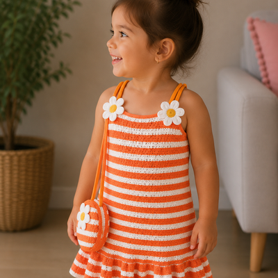 Orange Daisy – Crochet Kids’ Dress