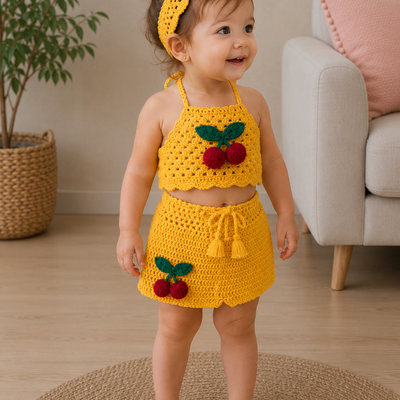 Cherry Sweetness – Crochet Baby Set