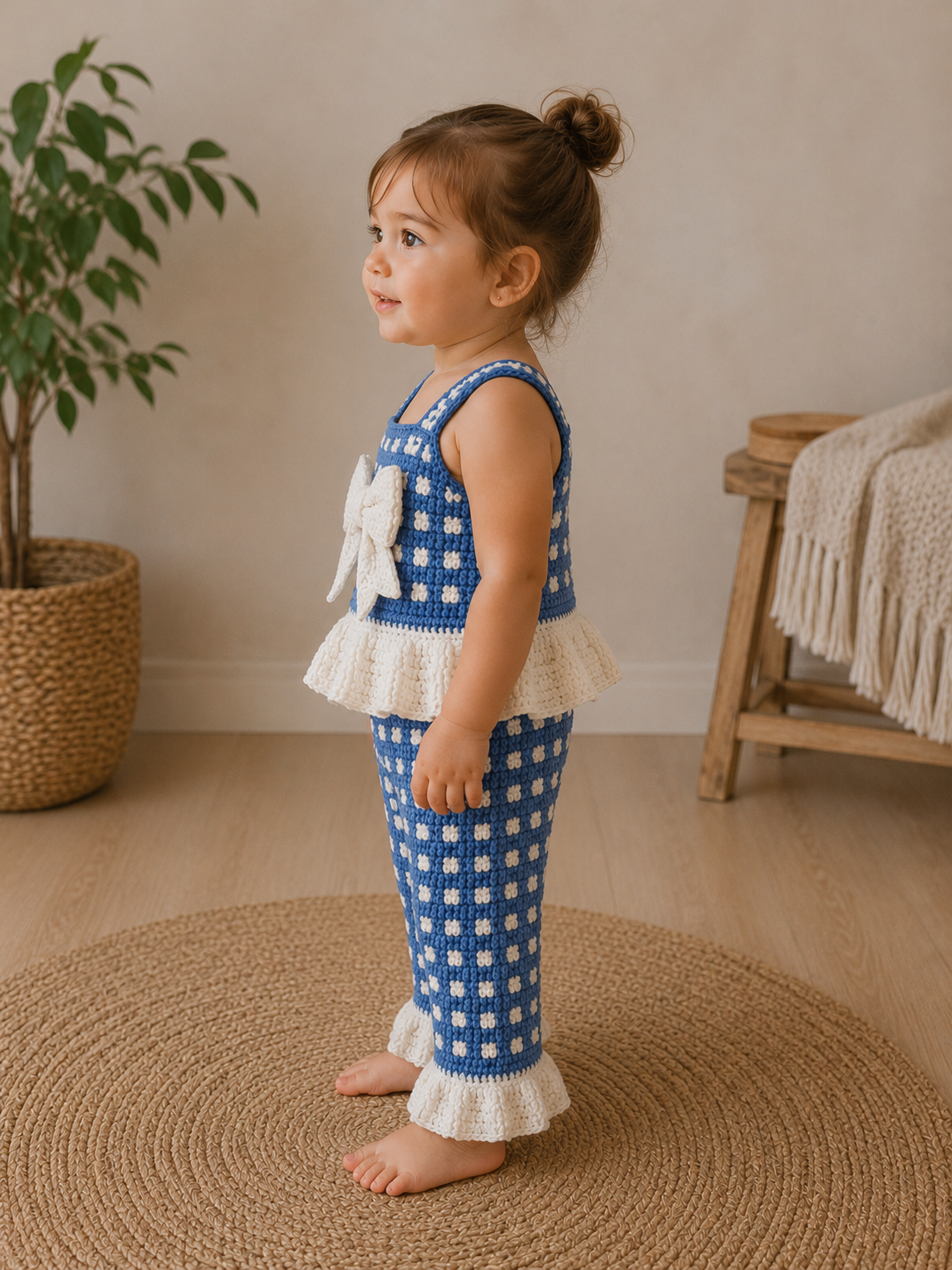 Blue Bow – Crochet Kids’ Set
