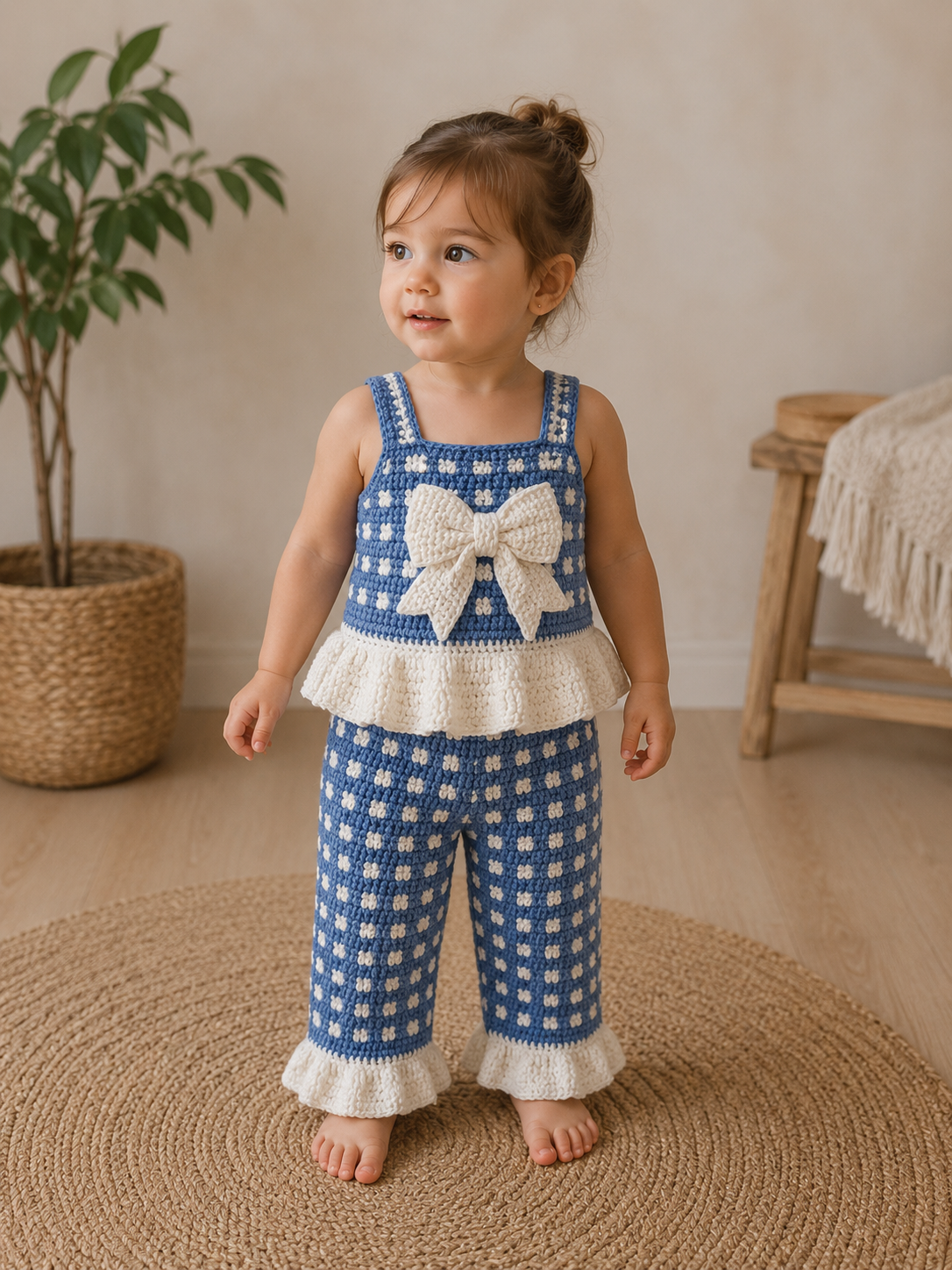 Blue Bow – Crochet Kids’ Set