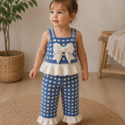 Blue Bow – Crochet Kids’ Set