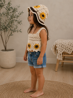 Sunflower Summer – Crochet Kids’ Top &amp; Hat Set