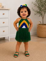 Brazil-Inspired Crochet Fringe Dress Set (Hair Accessory & Sandals Included)