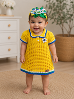 Brazil-Inspired Crochet Baby Dress Set (Matching Headband Included)