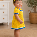 Brazil-Inspired Crochet Baby Dress Set (Matching Headband Included)