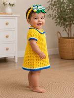 Brazil-Inspired Crochet Baby Dress Set (Matching Headband Included)