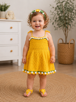 Sunflower Crochet Baby Dress Set