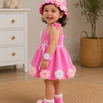 Pink Blossom Crochet Baby Dress Set