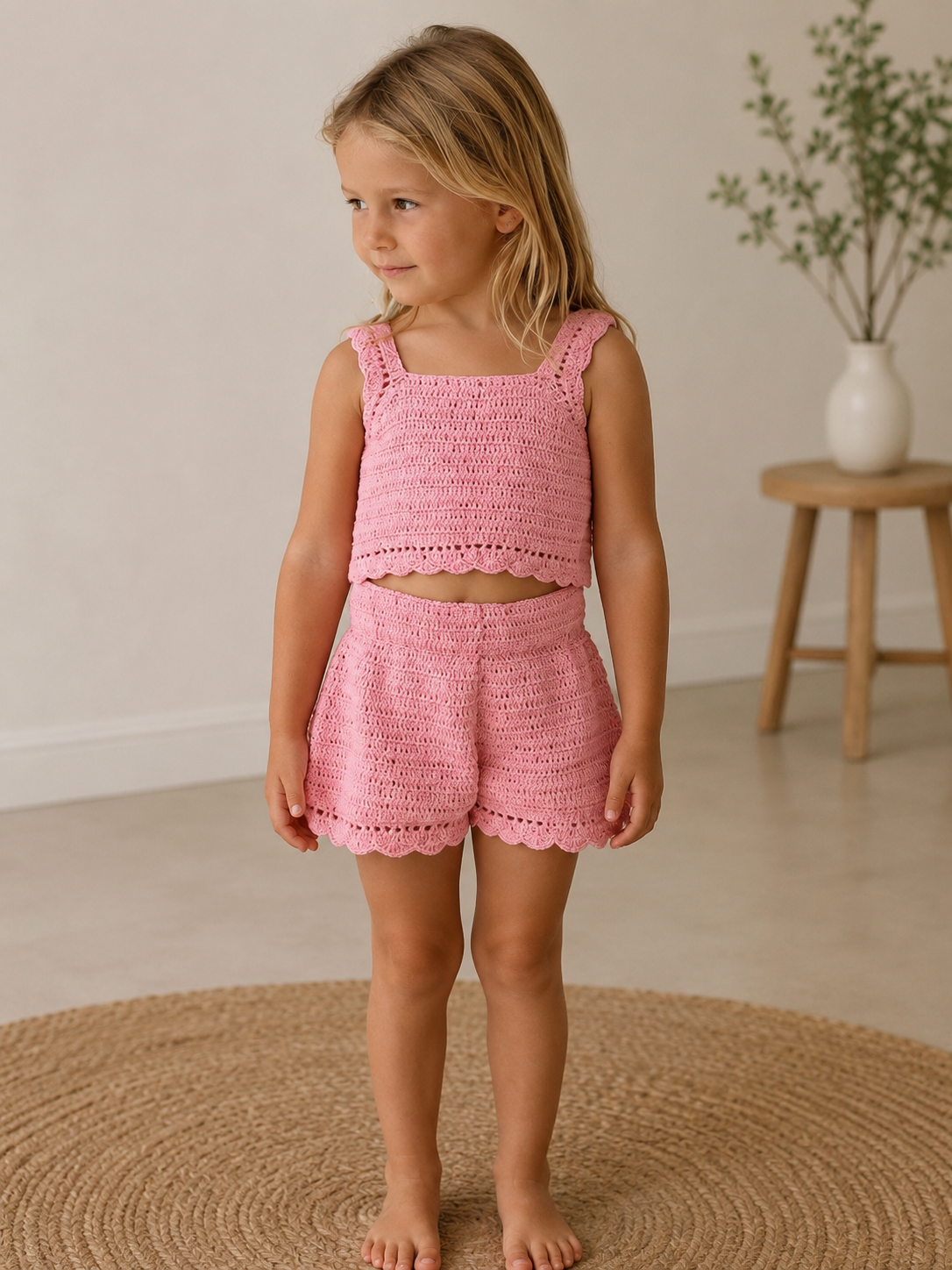 Elegant Pink Crochet Summer Set