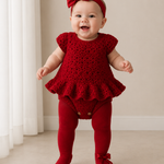 Red Petal – Crochet Baby Romper Dress