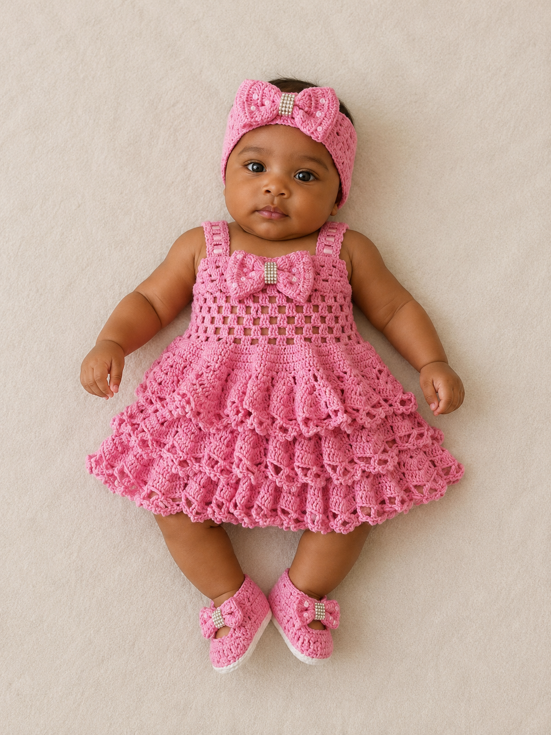 Pink Pearl – Crochet Baby Dress