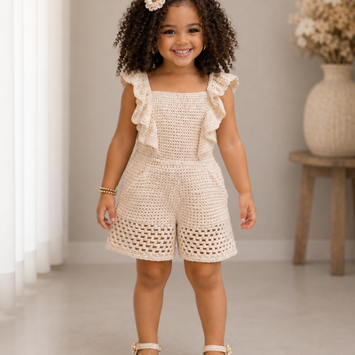 Vanilla Elegance – Crochet Girls’ Romper