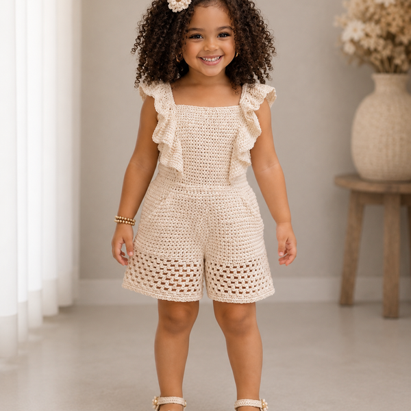Vanilla Elegance – Crochet Girls’ Romper