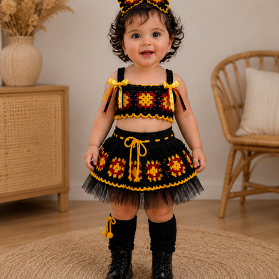 Flame Blossom – Crochet Baby Set