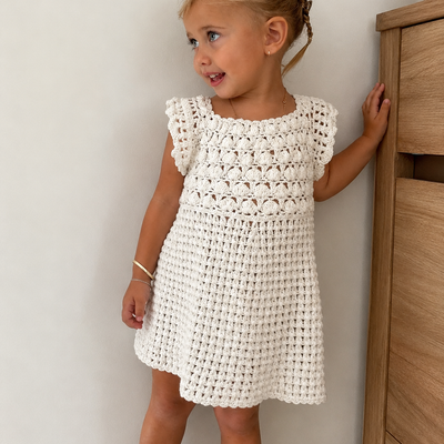 Girls Crochet Dress – White Summer Dress
