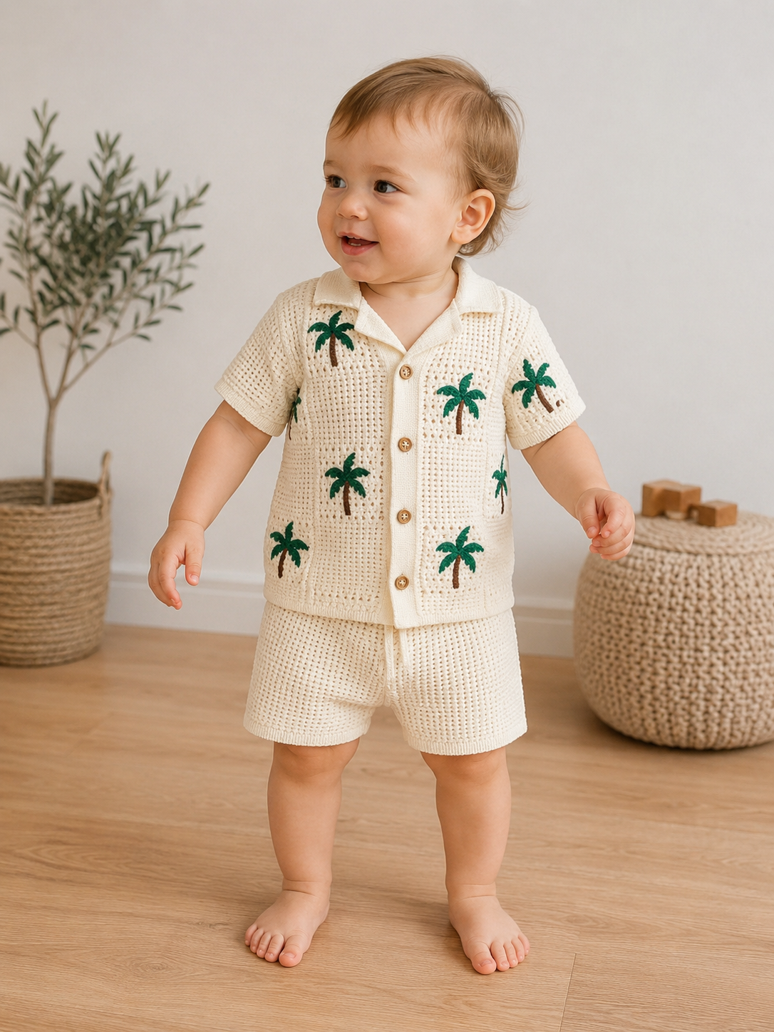 Kids Summer Set – Palm Tree Design (Shirt & Shorts)