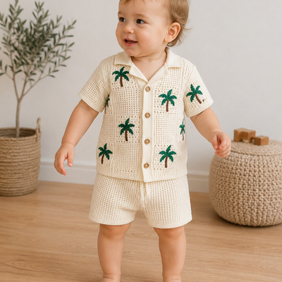 Kids Summer Set – Palm Tree Design (Shirt & Shorts)