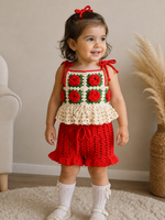 Floral Top and Red Shorts Outfit