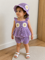 Lavender Floral Outfit with Hat