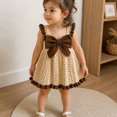 Beige and Brown Bow Detail Outfit