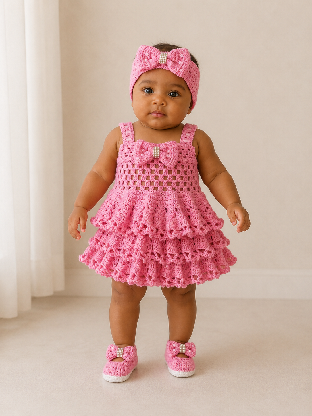 Pink Pearl – Crochet Baby Dress