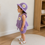 Lavender Floral Outfit with Hat