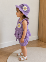 Lavender Floral Outfit with Hat